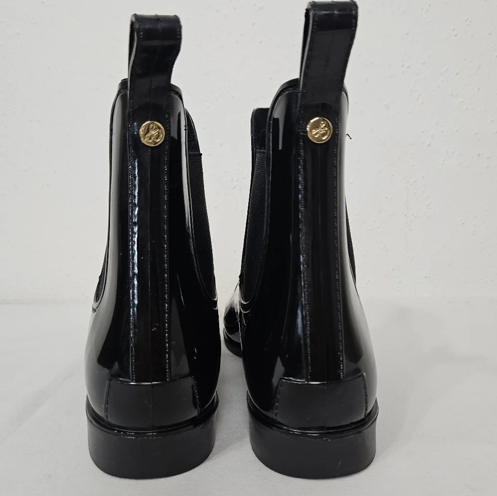 Sam Edelman Tinsley Waterproof Chelsea Rain Boots Black Gloss Size 11